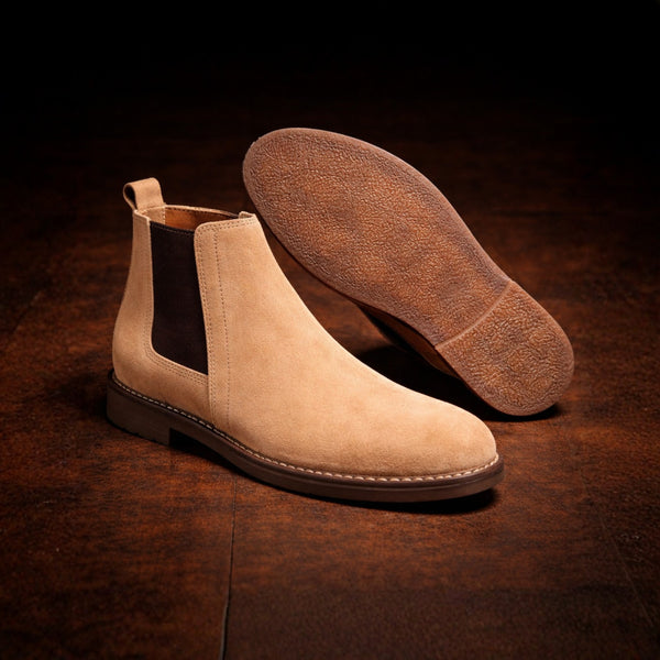 Sand Beige Suede Elastic Chelsea