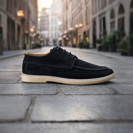 Black Leather Loafer Lace up - MrVik