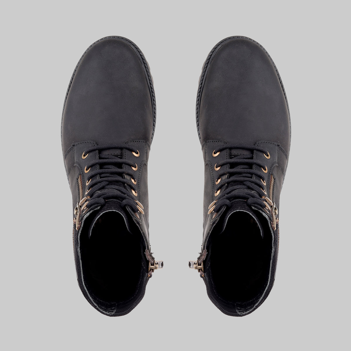 Men's Ranger Side-Zip Leather Black Combat Boots