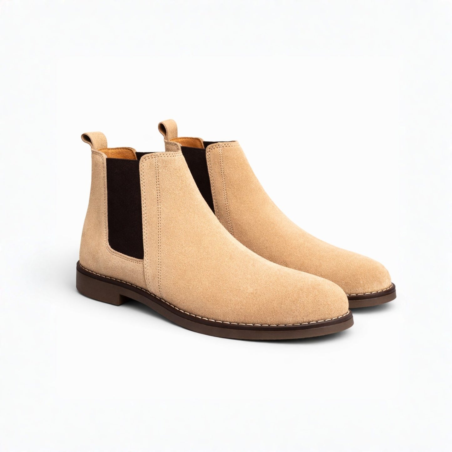 Sand Beige Suede Elastic Chelsea