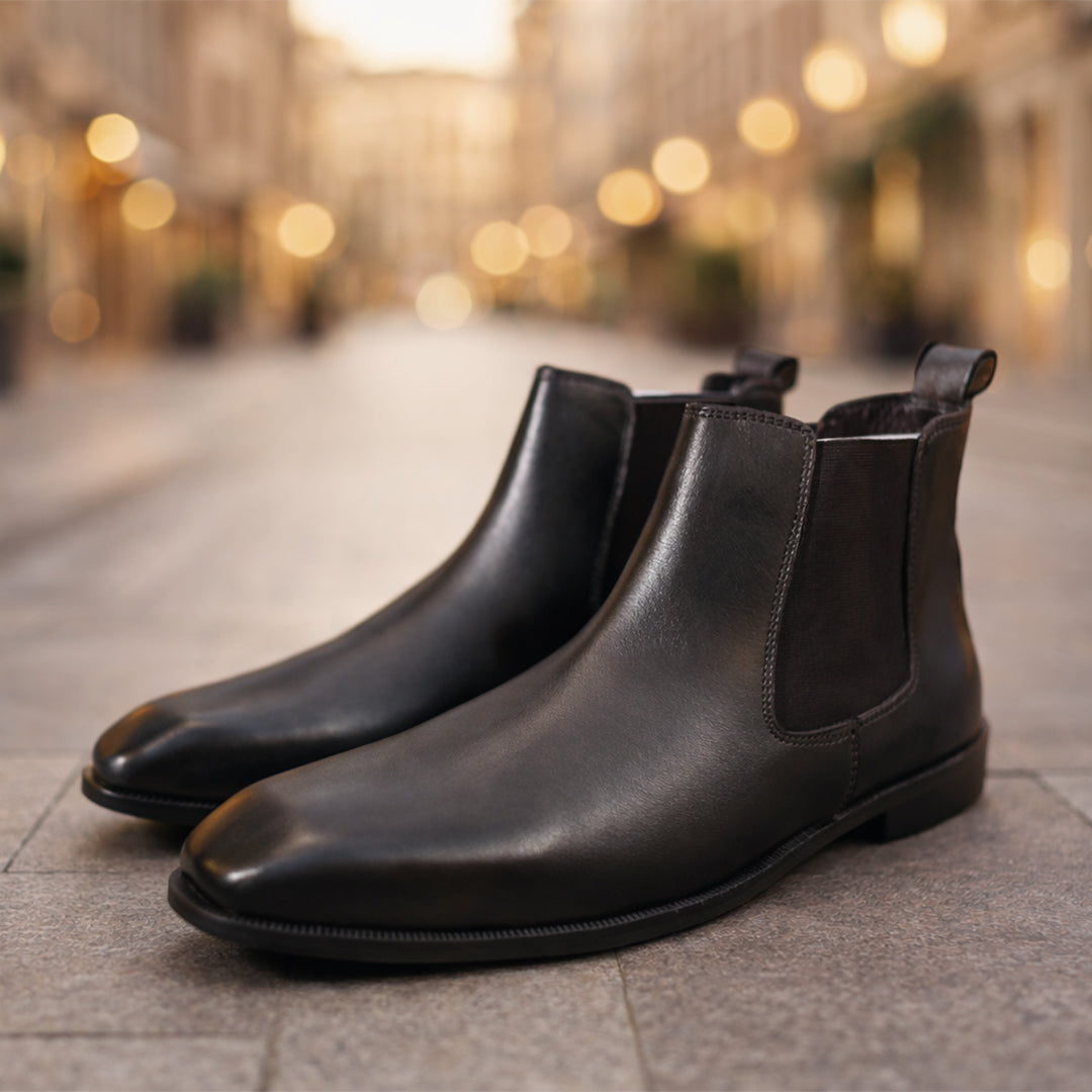 Black Italian Elastic Chelsea