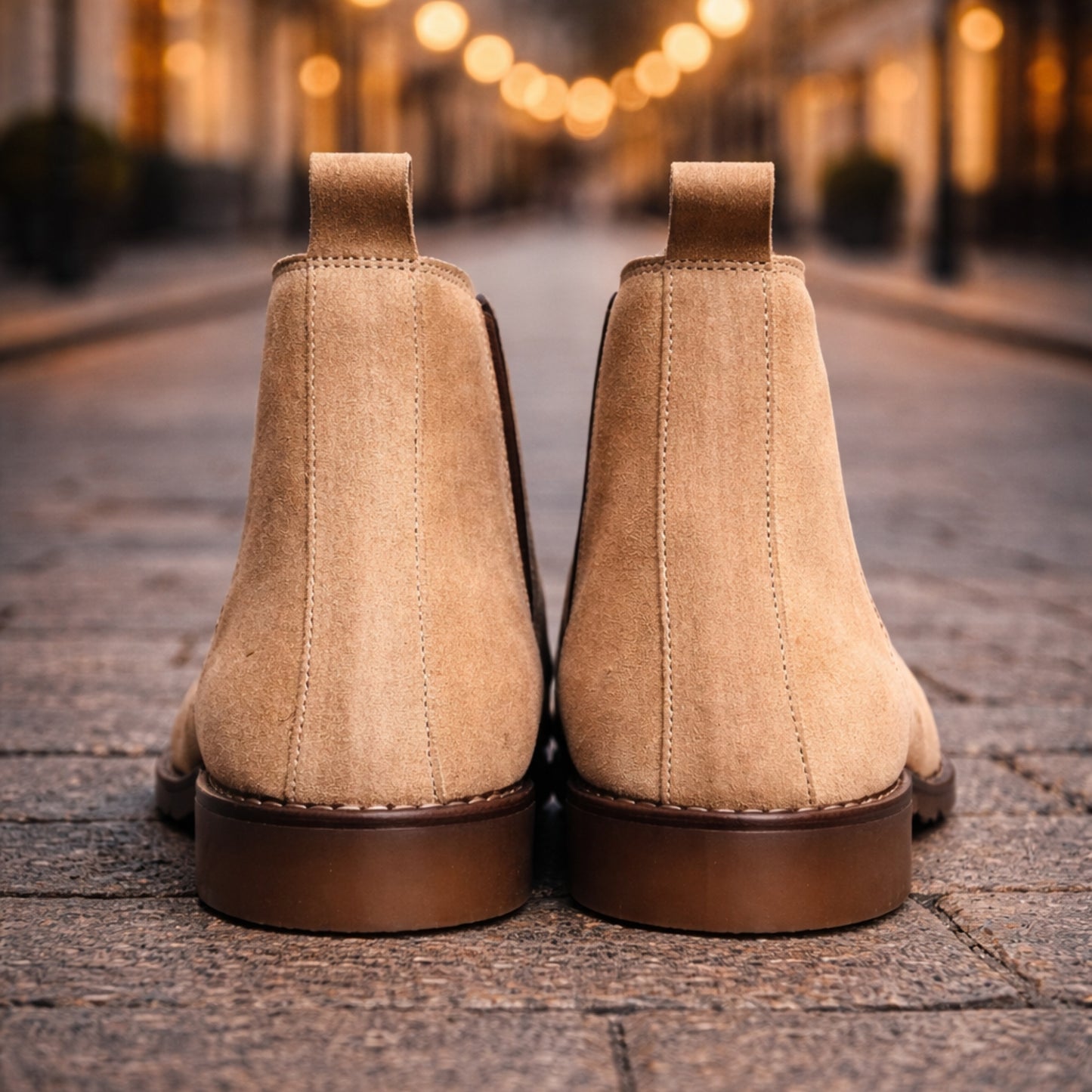 Sand Beige Suede Elastic Chelsea