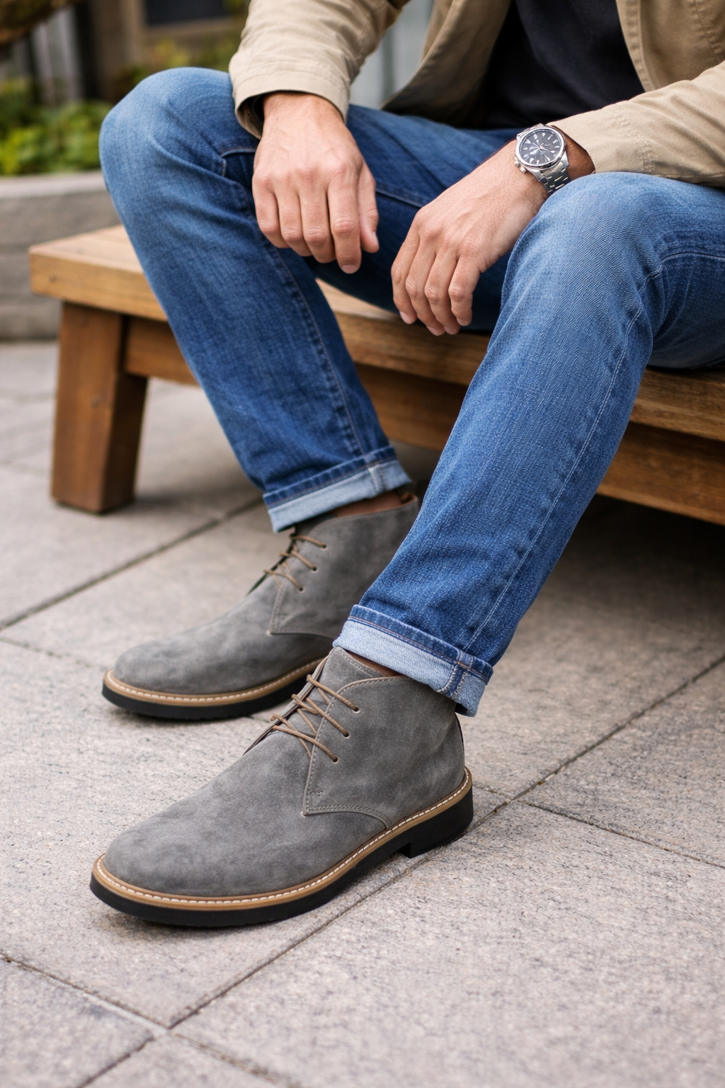 Grey suede chukka boot