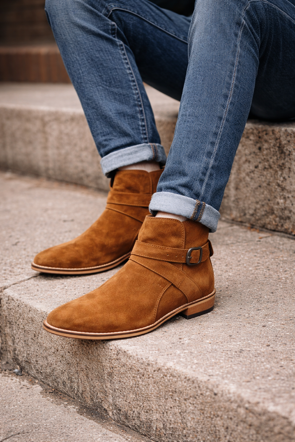 Tan Wood Sole Jodhpur Boots