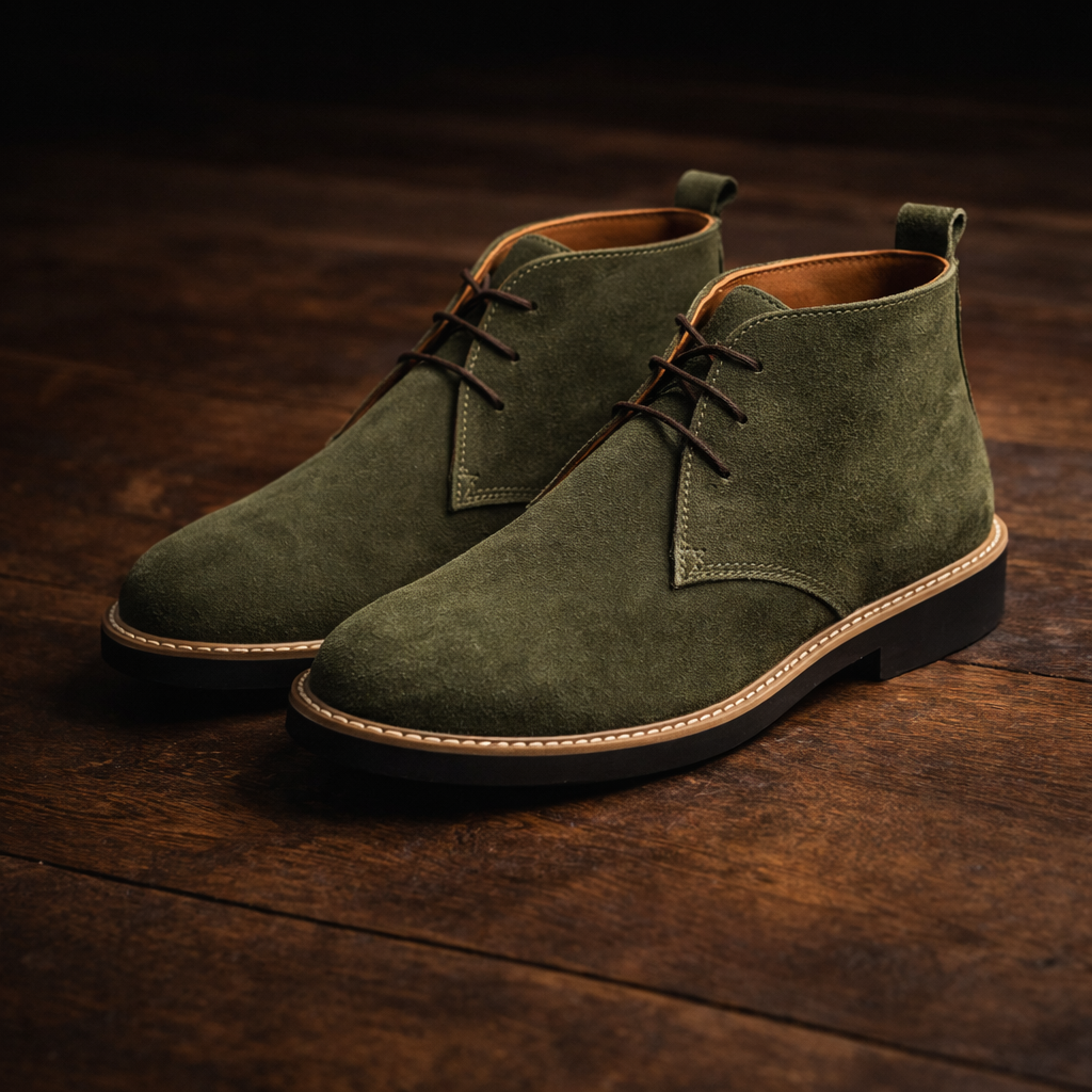 Olive suede chukka boot