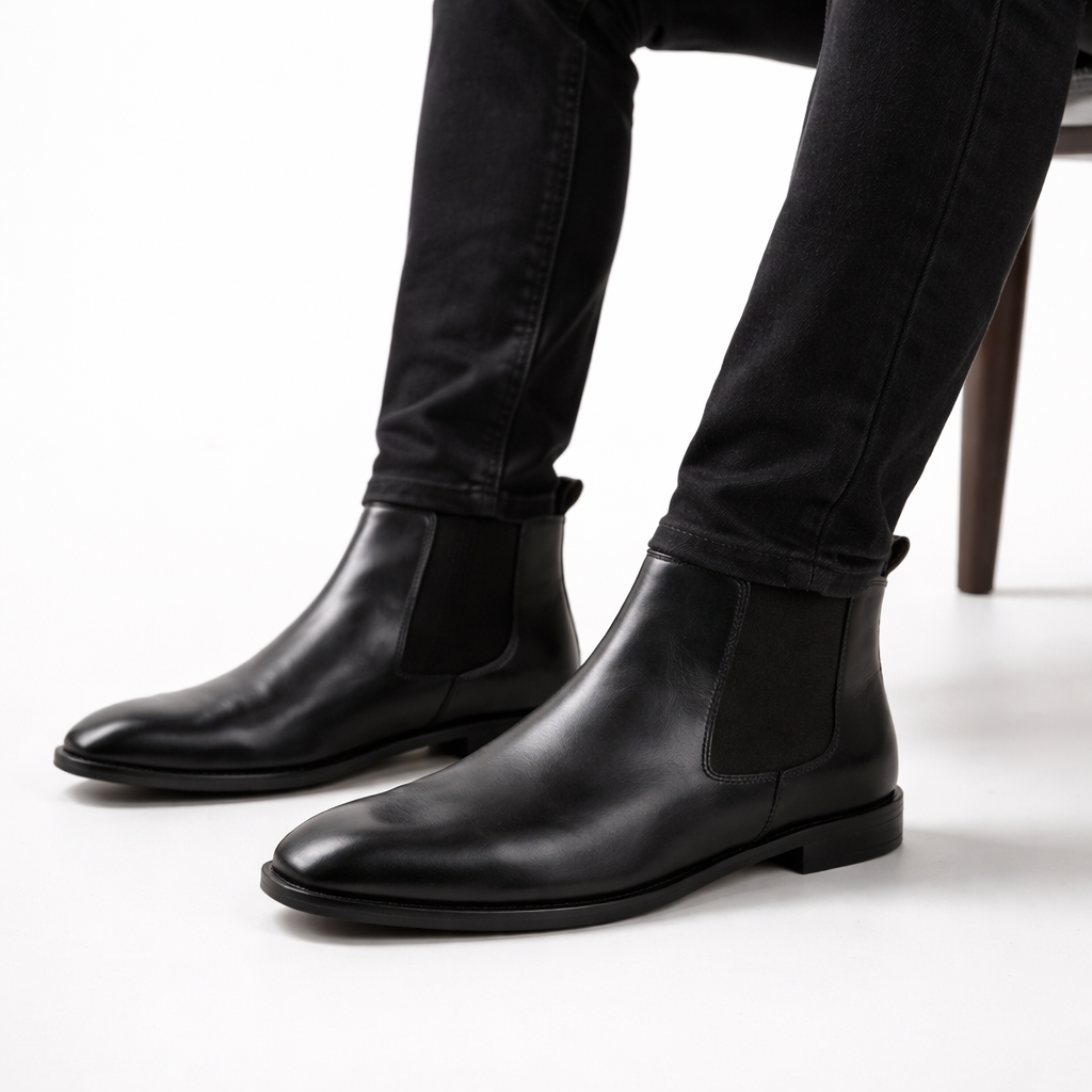 Black Italian Elastic Chelsea