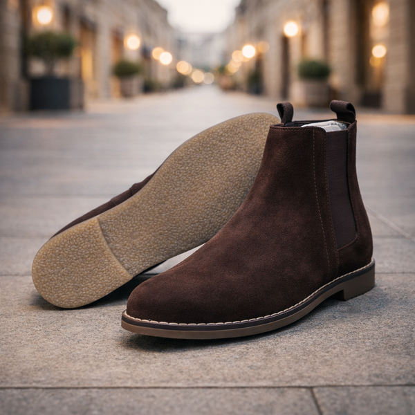 Brown Suede Elastic Chelsea