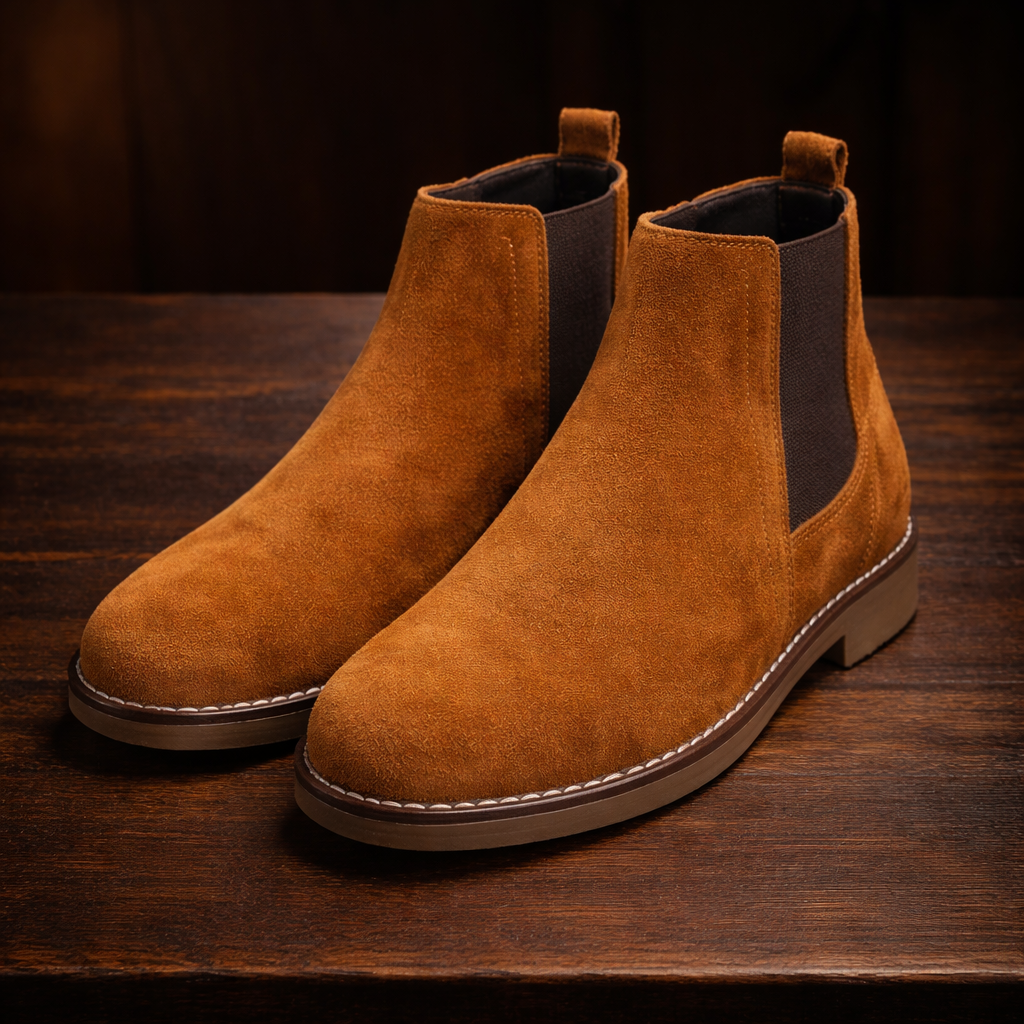 Tan Suede Elastic Chelsea