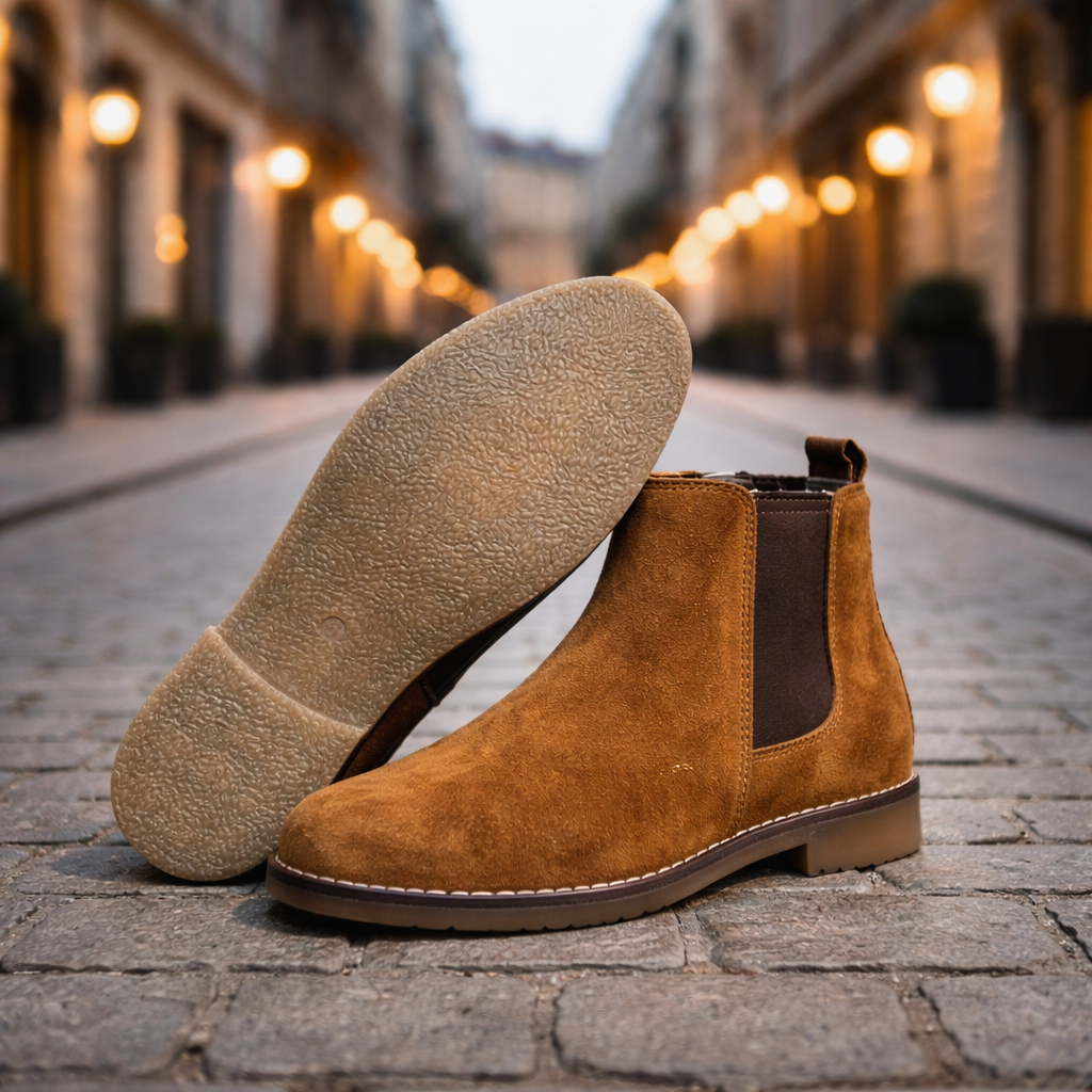 Tan Suede Elastic Chelsea