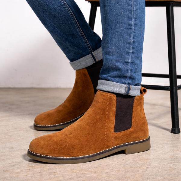 Tan Suede Elastic Chelsea
