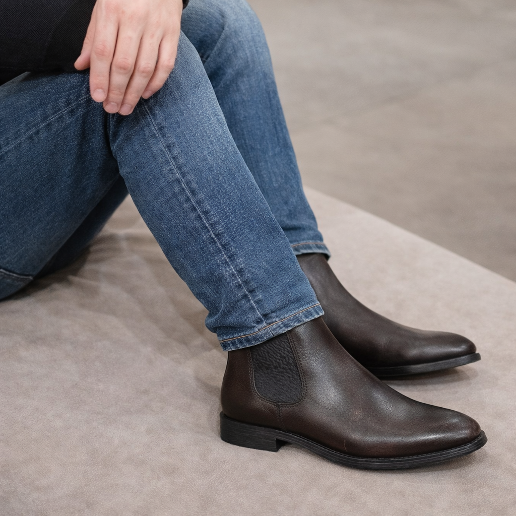 Italian Brown Elastic Chelsea