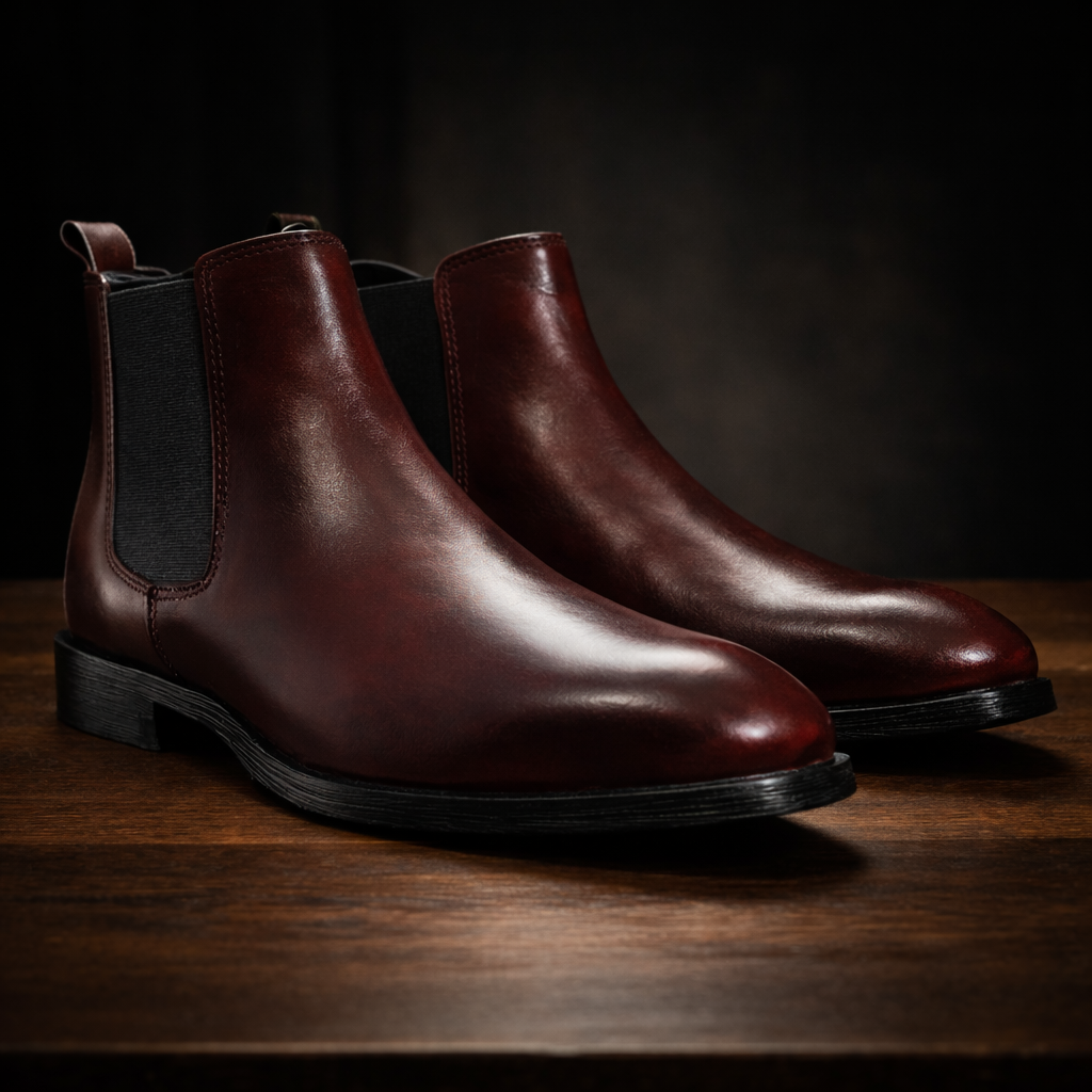 Cherry Brown Italian Elastic Chelsea