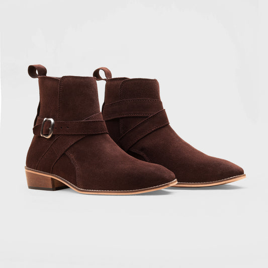 Brown Wood Sole Jodhpuri Boots