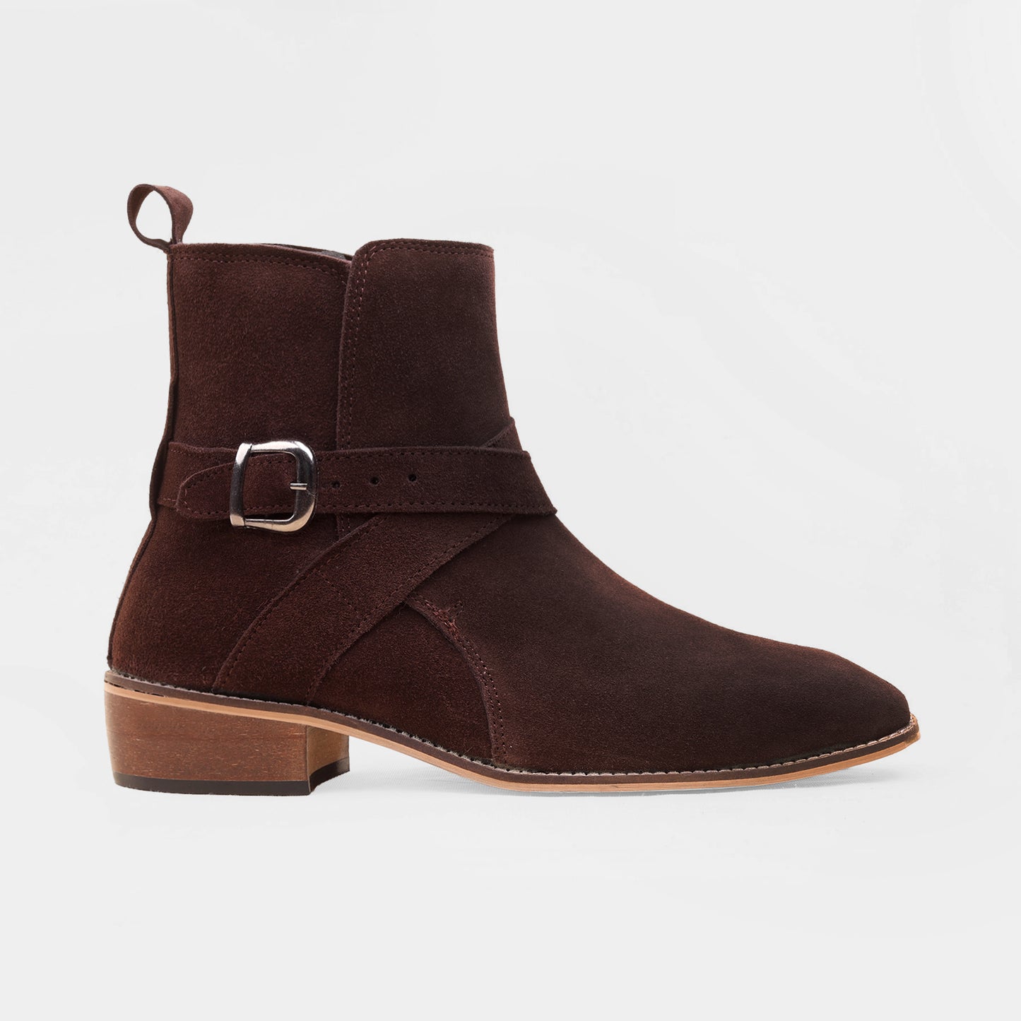 Brown Wood Sole Jodhpuri Boots