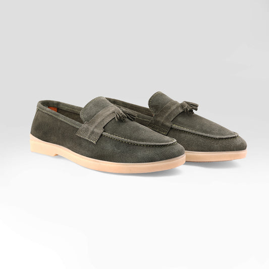 Green Suede Tassle Loafer