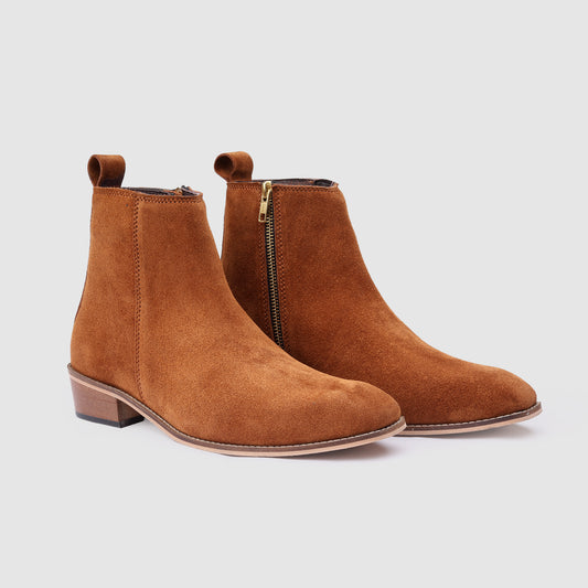 Suede Leather Boot with Zip