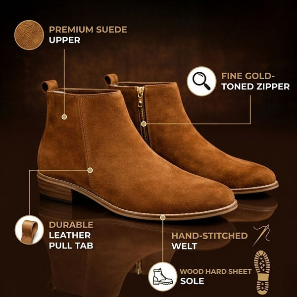 Suede Leather Boot with Zip
