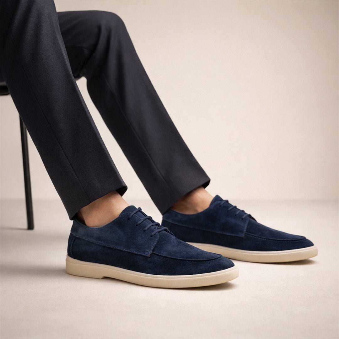 Blue Leather Loafer Lace up - MrVik