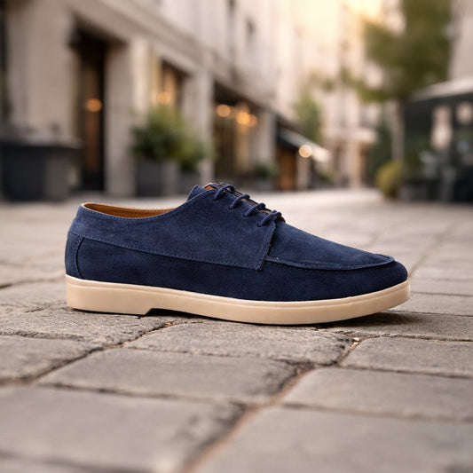 Blue Leather Loafer Lace up - MrVik