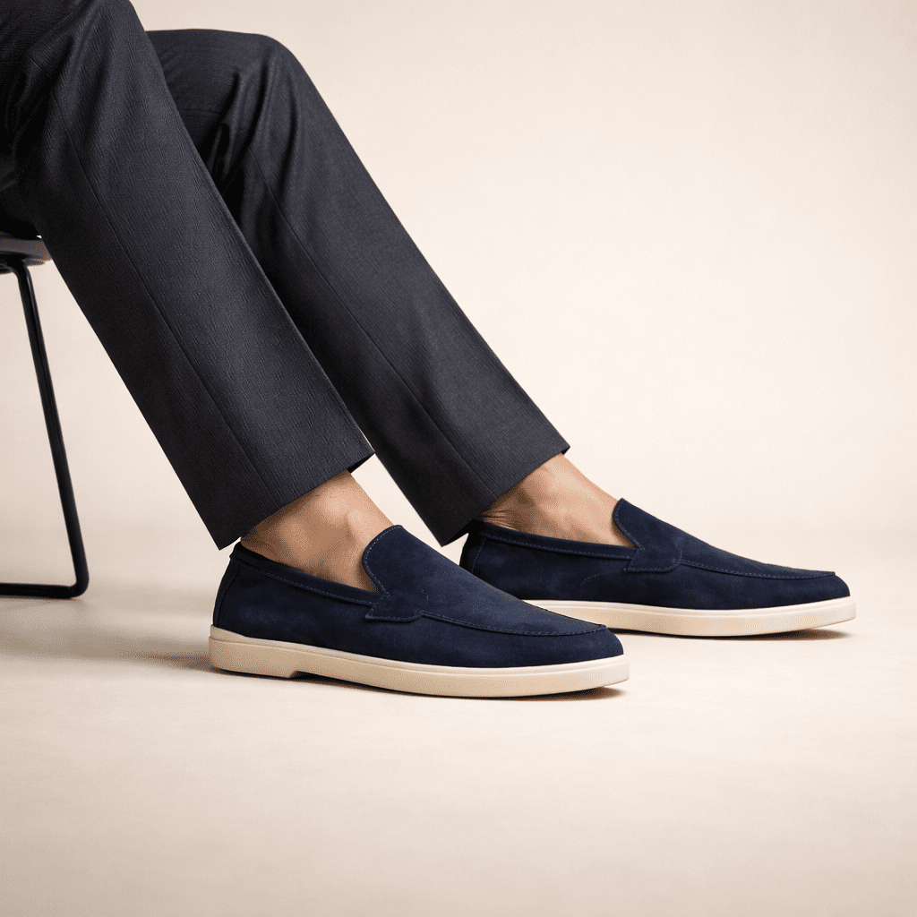 Blue Suede Leather Loafer - MrVik