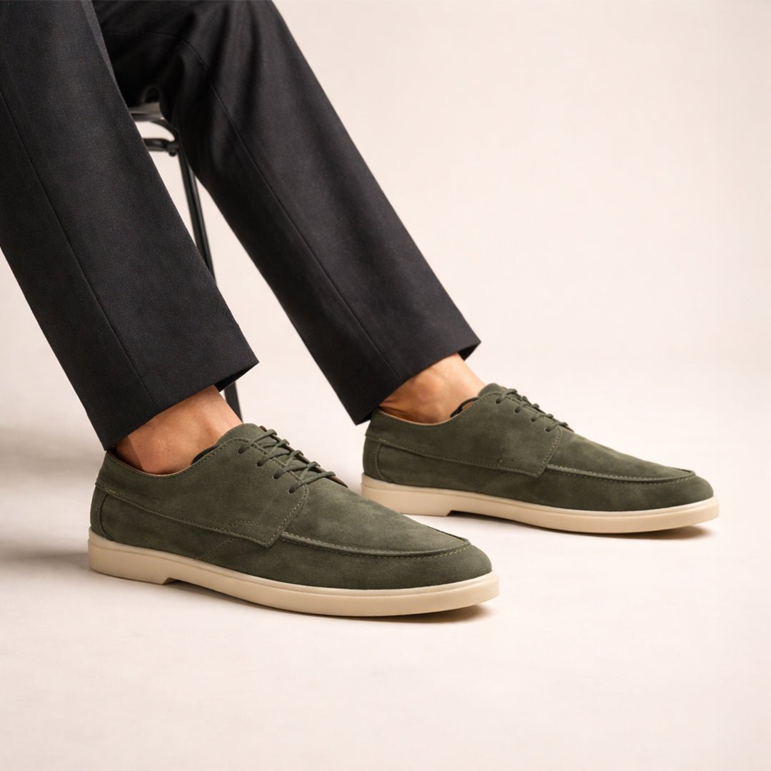 Green Leather Loafer Lace up - MrVik