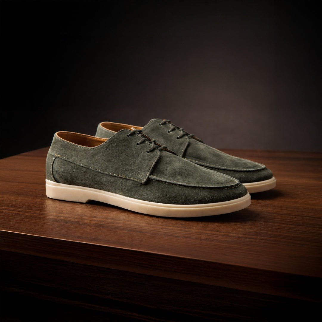 Green Leather Loafer Lace up - MrVik