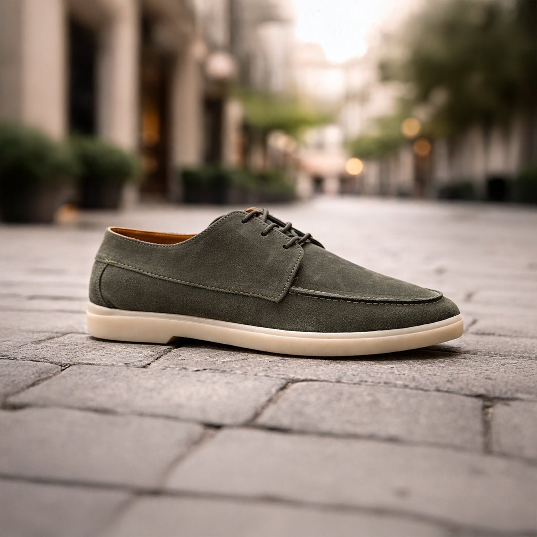 Green Leather Loafer Lace up - MrVik