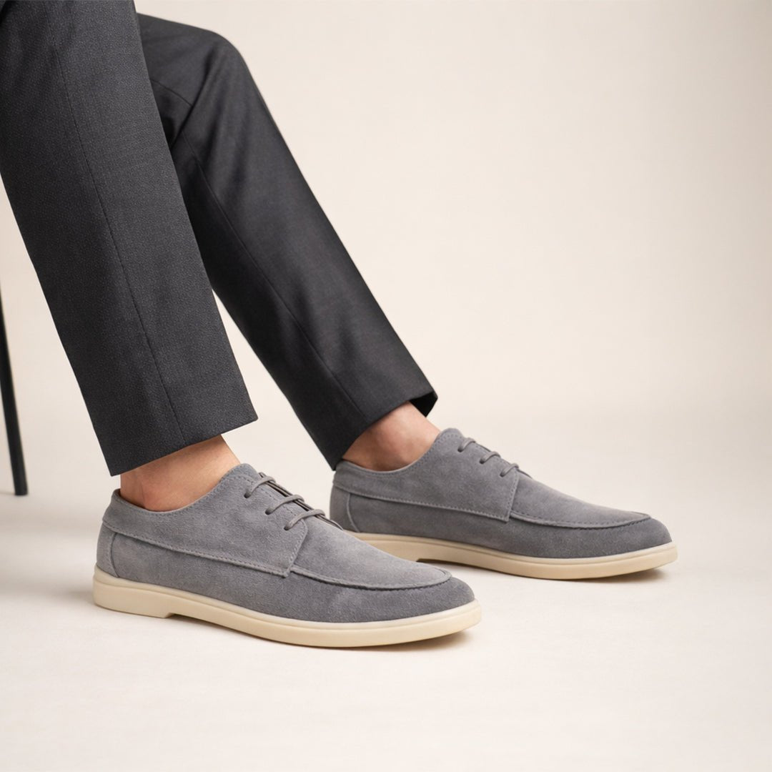 Grey Leather Loafer Lace up - MrVik