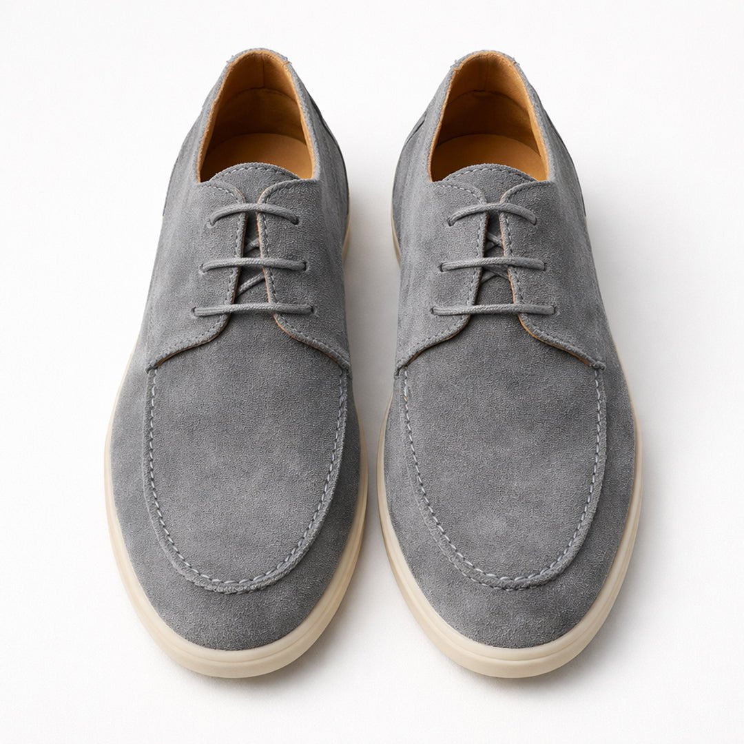 Grey Leather Loafer Lace up - MrVik
