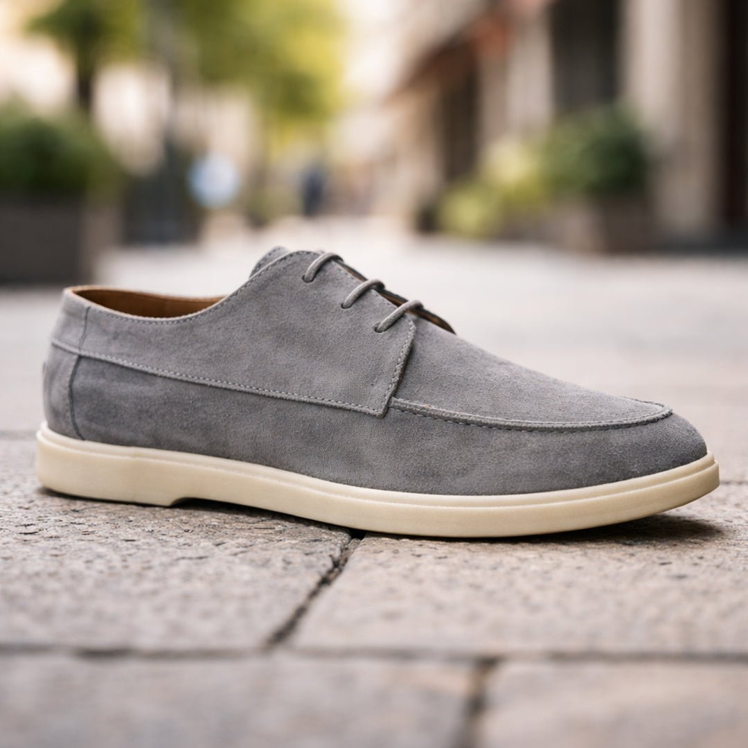 Grey Leather Loafer Lace up - MrVik
