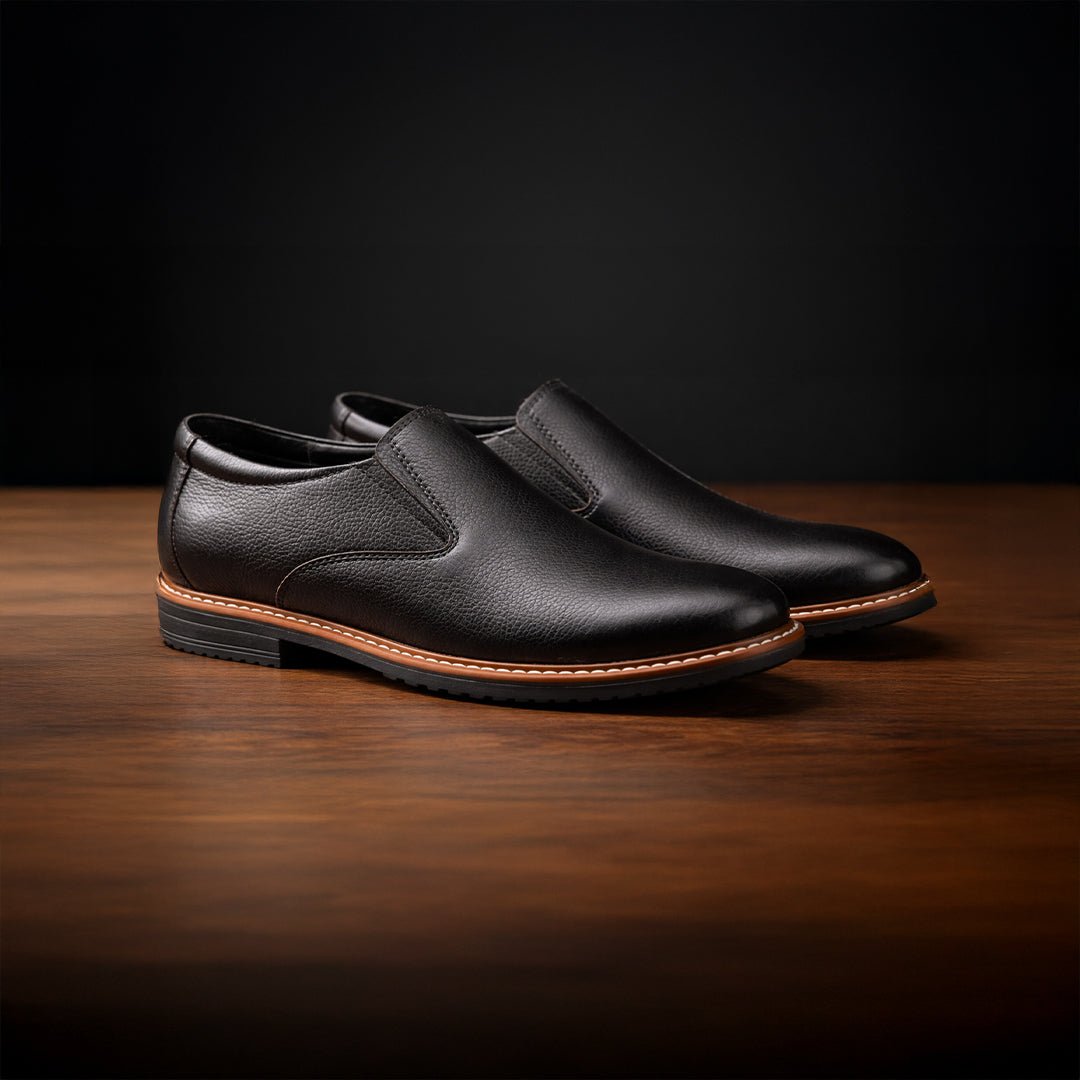 Mukeshem Black Leather Shoe - MrVik