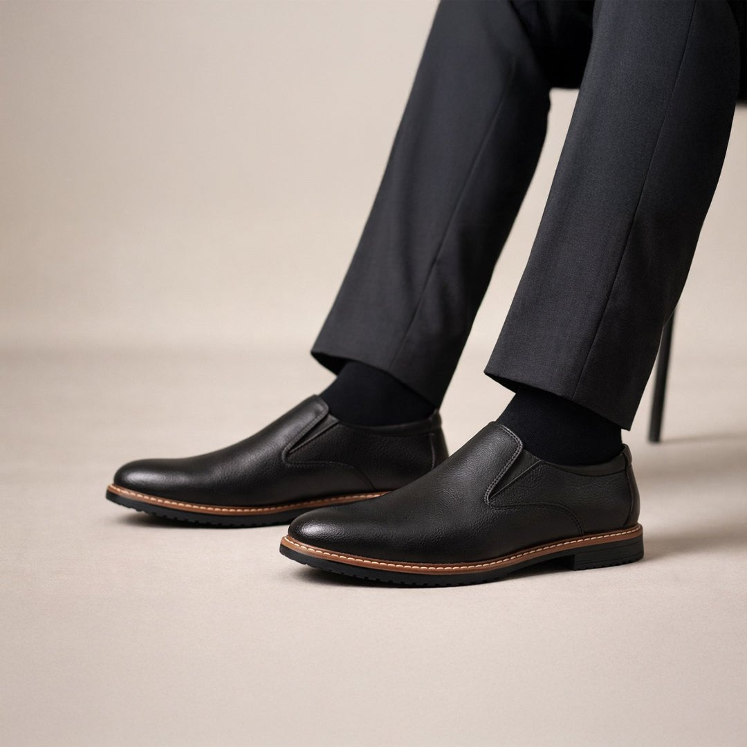 Mukeshem Black Leather Shoe - MrVik