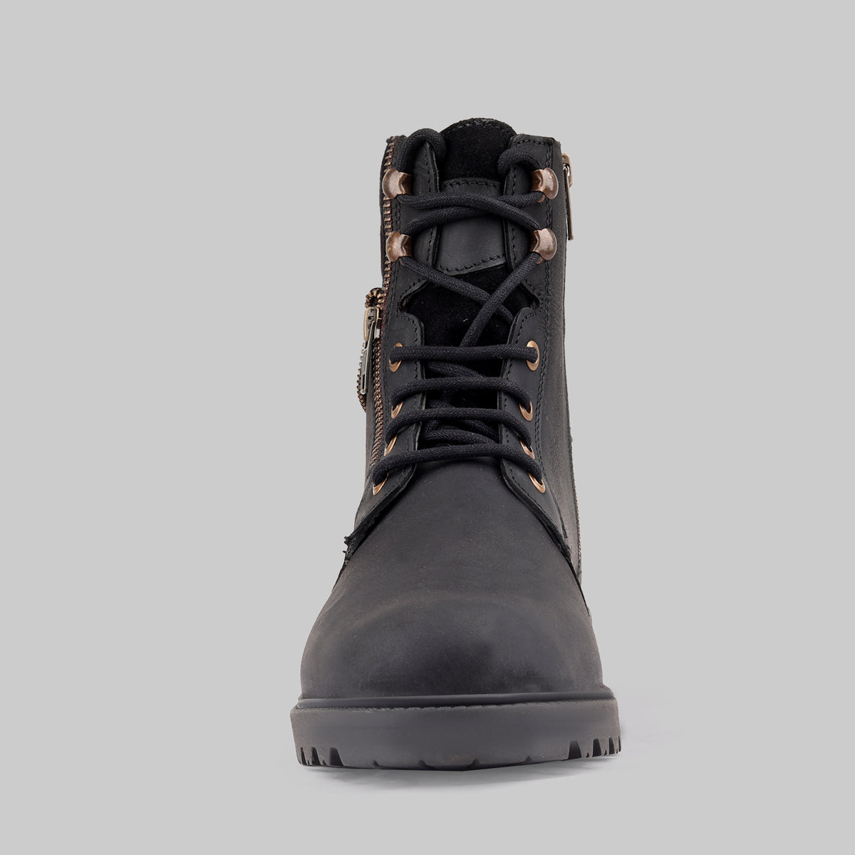 Men's Ranger Side-Zip Leather Black Combat Boots