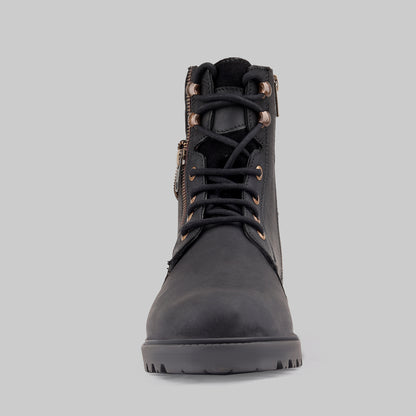 Men's Ranger Side-Zip Leather Black Combat Boots
