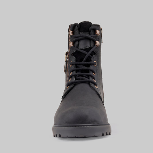 Men's Ranger Side-Zip Leather Black Combat Boots