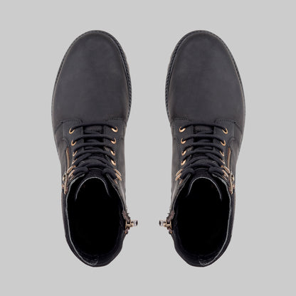 Men's Ranger Side-Zip Leather Black Combat Boots