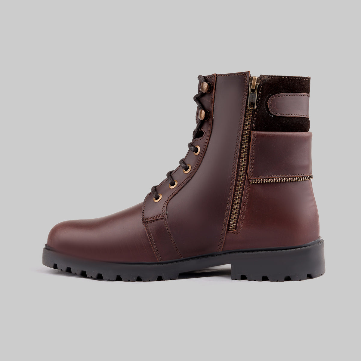 Men's Ranger Side-Zip Leather Oxblood Combat Boots