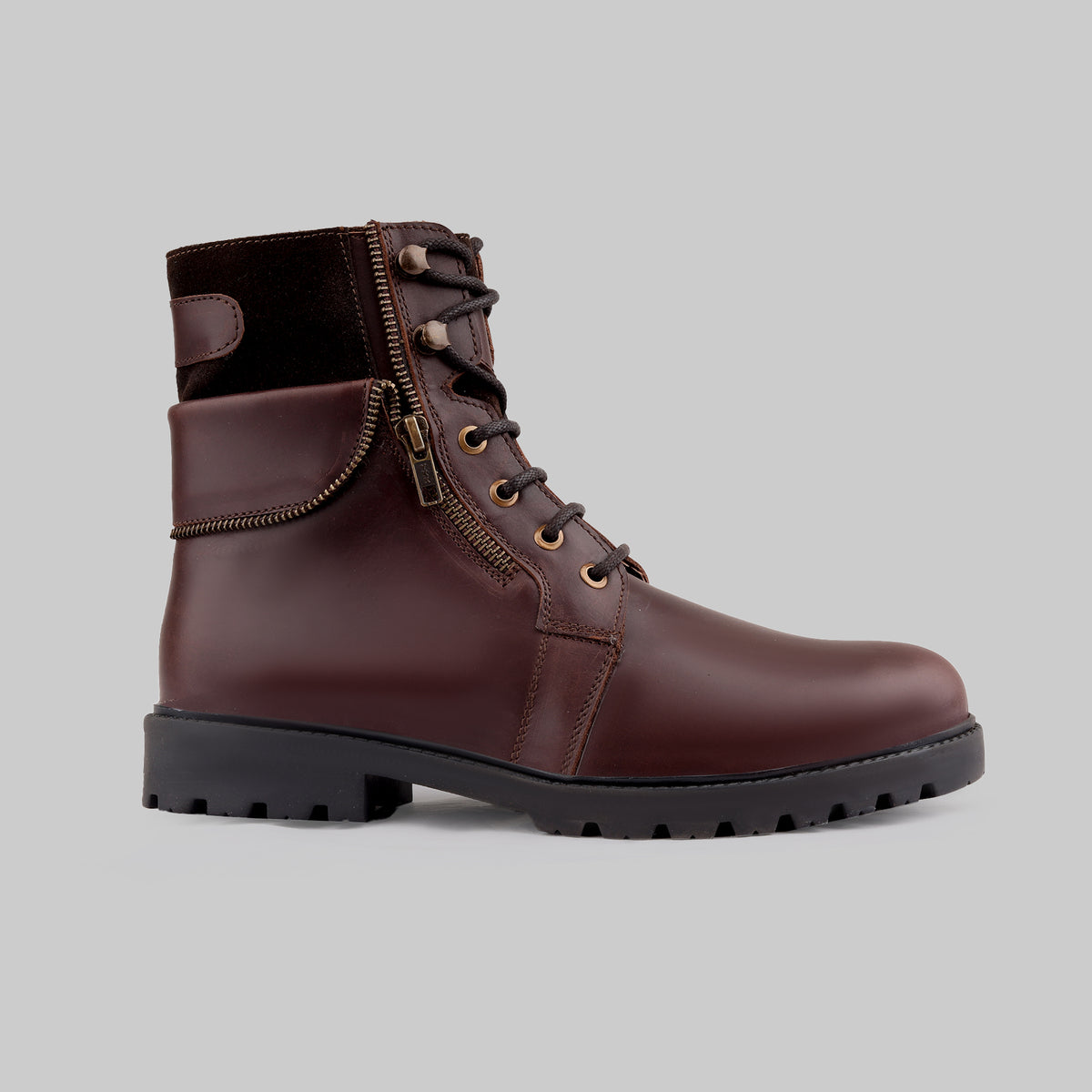 Men's Ranger Side-Zip Leather Oxblood Combat Boots