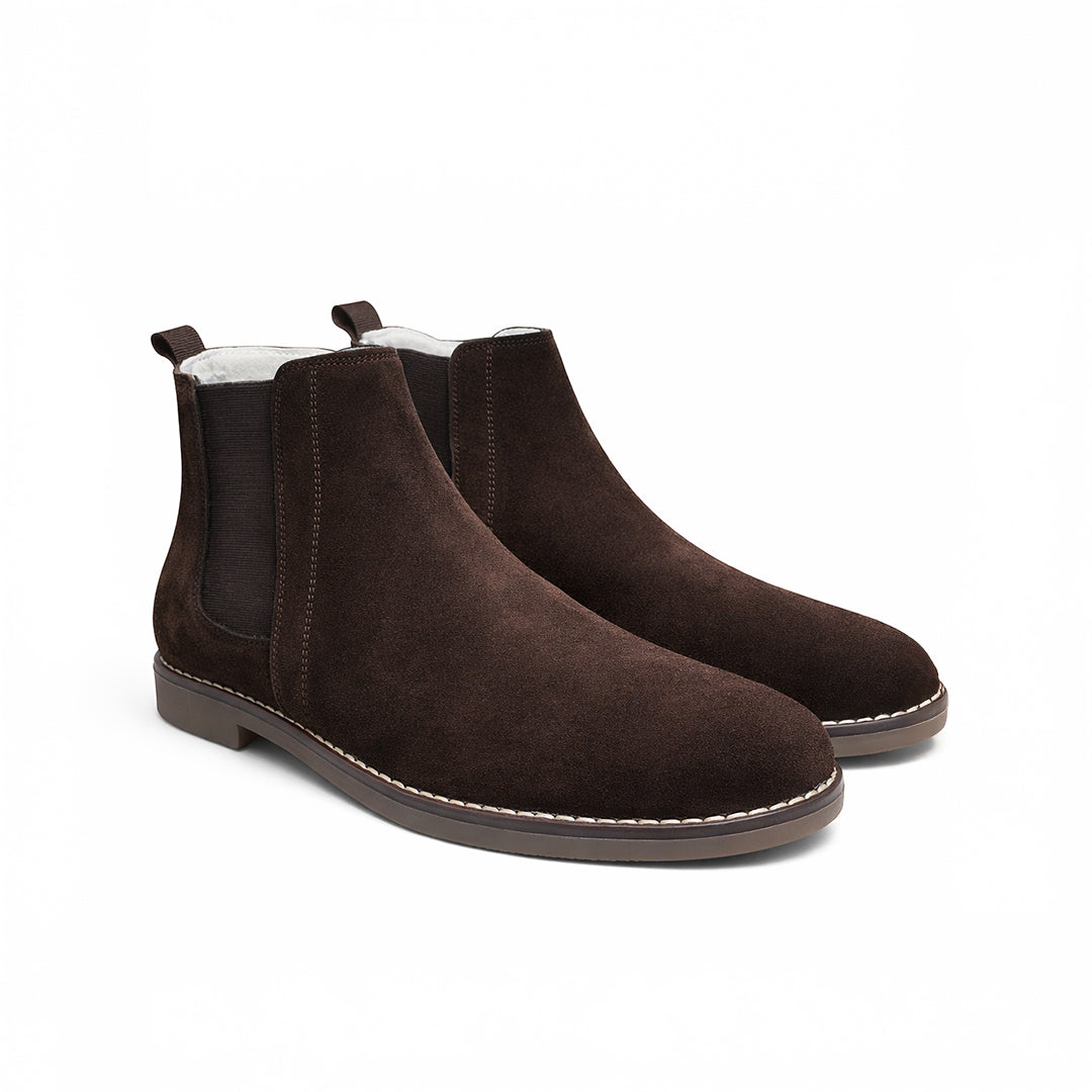 Brown Suede Elastic Chelsea