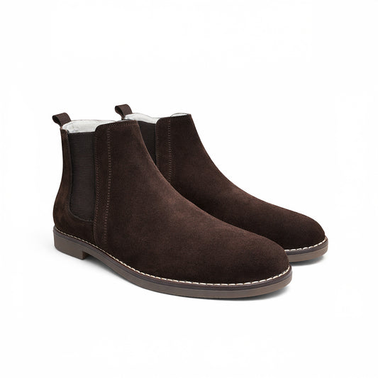 Brown Suede Elastic Chelsea