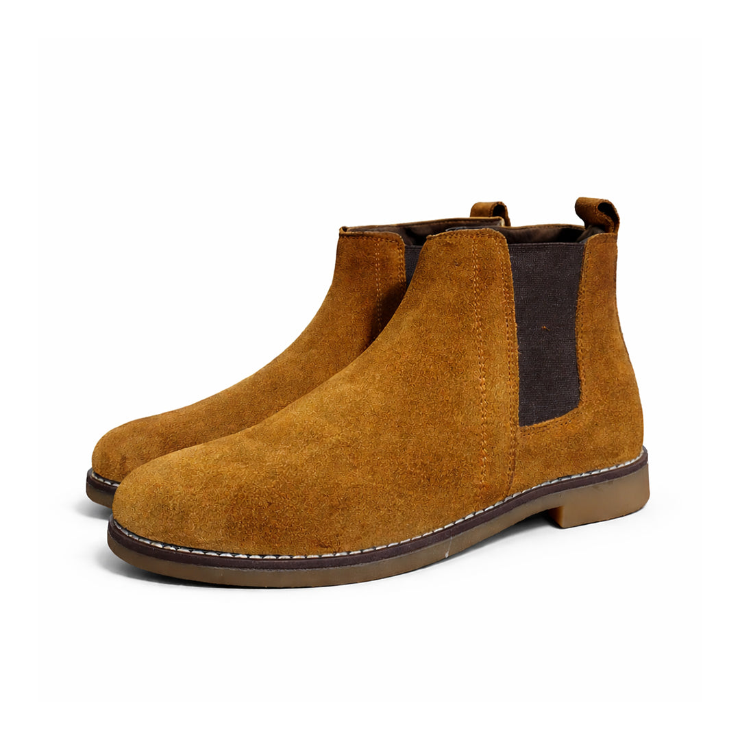 Tan Suede Elastic Chelsea