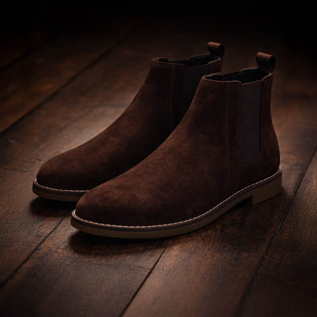 Brown Suede Elastic Chelsea