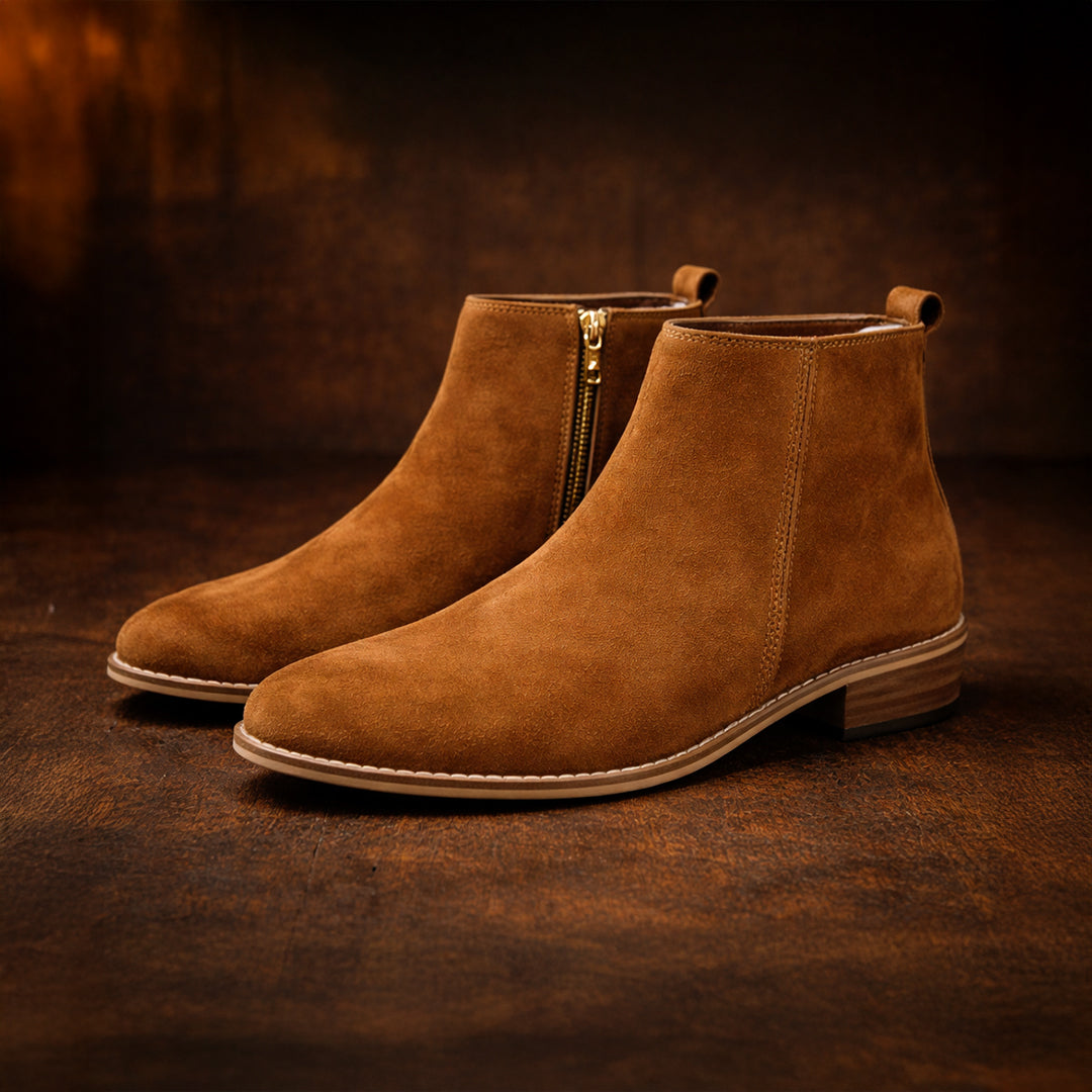 Suede Leather Boot with Zip
