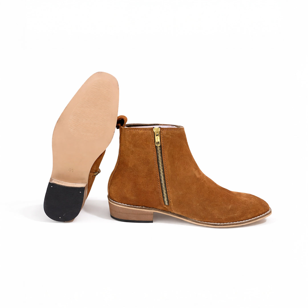 Suede Leather Boot with Zip